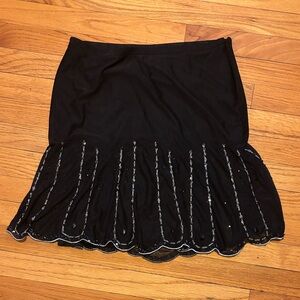 Express Black Mini Skirt with Silver Detailing and Black Sequins
